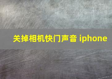 关掉相机快门声音 iphone